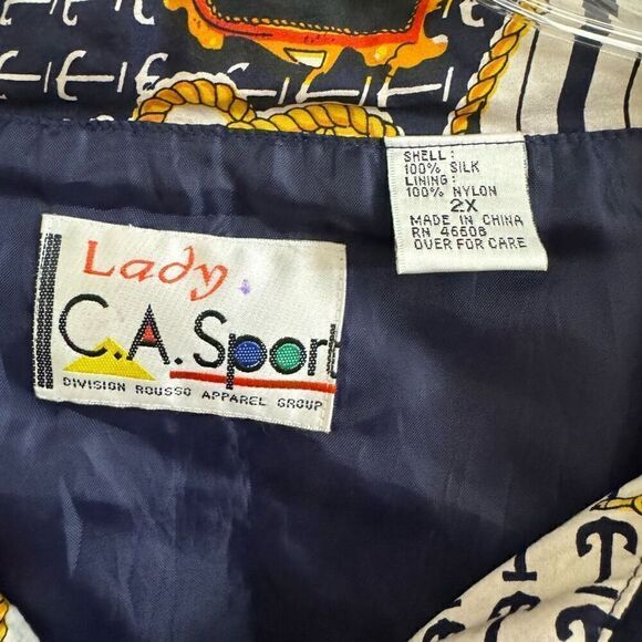 Lady C.A. Sport 100% Silk Nautical Track Suit Jacket Pants Set Size 2X NEW - Picture 4 of 9